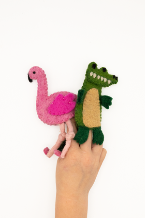 Alligator and Flamingo Finger Puppet Set