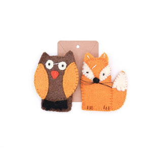 Fox and Owl puppet set