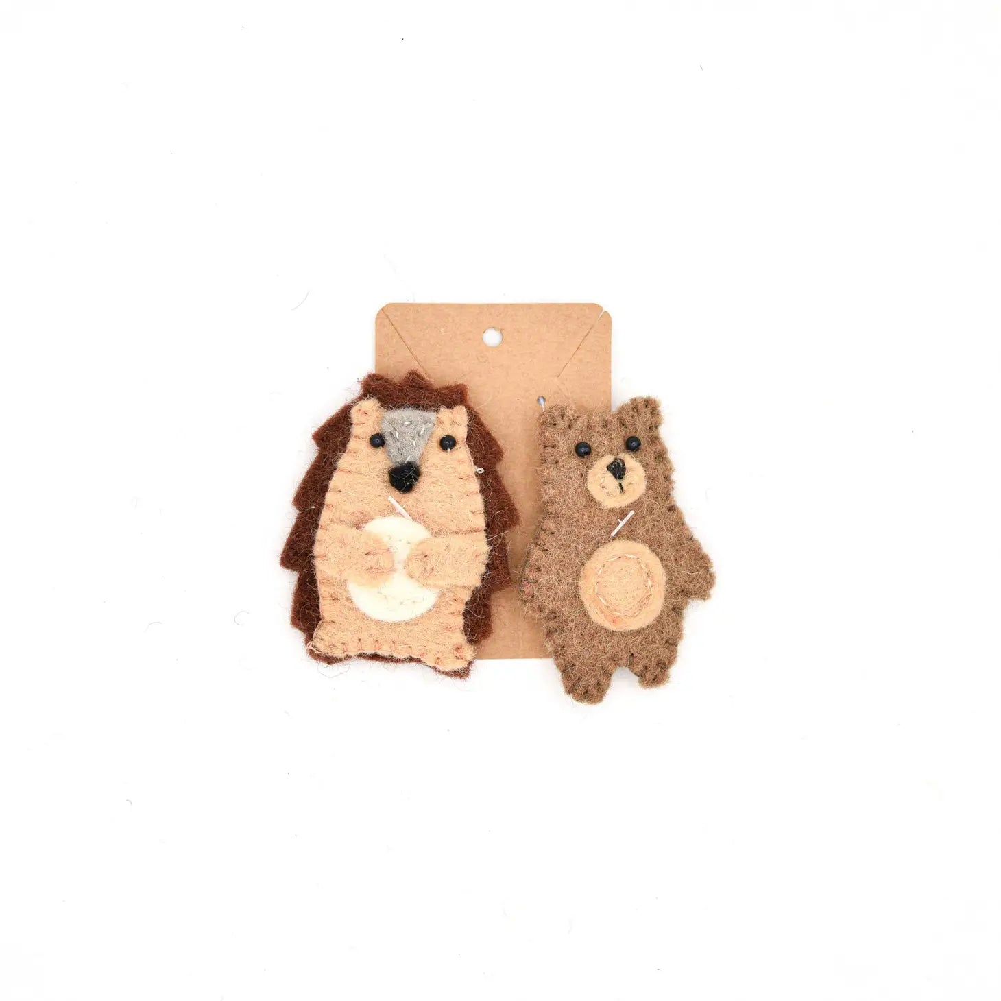 Hedgehog and bear puppet set