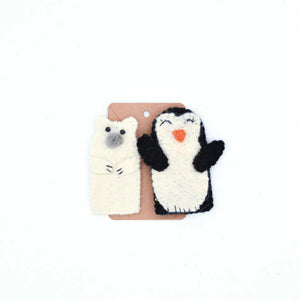 Polar bear and penguin puppet set