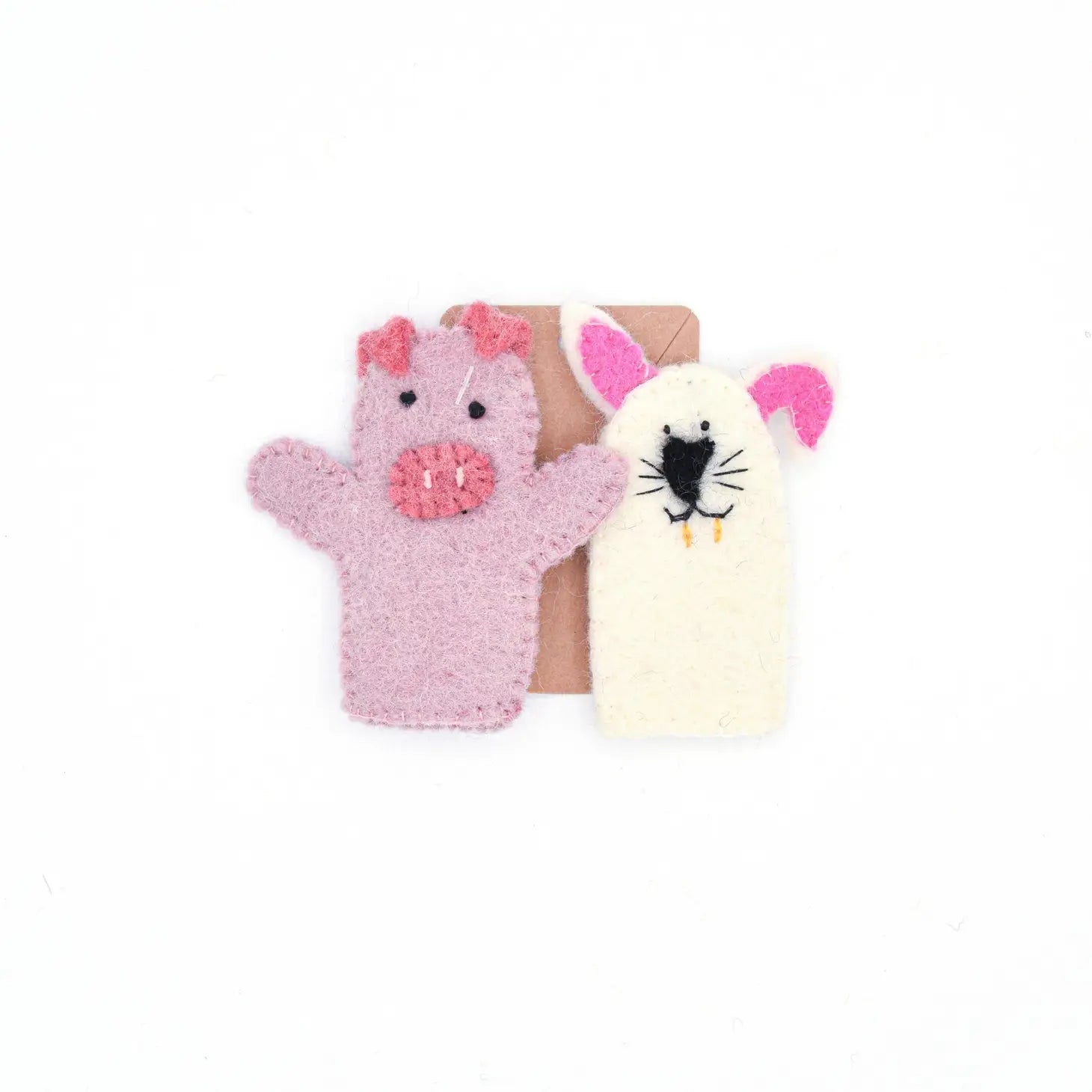 Pig and bunny puppet set
