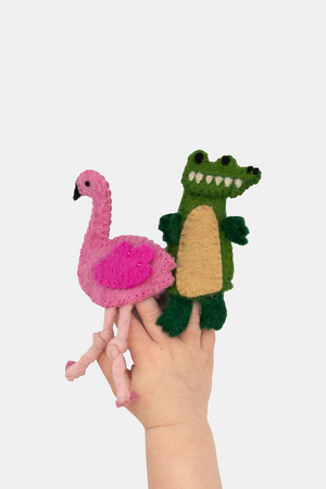 Alligator & Flamingo Finger Puppet Set