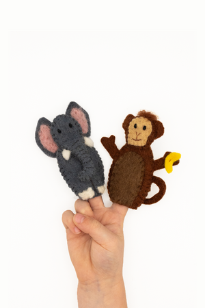 Elephant and Monkey Finger Puppet Set
