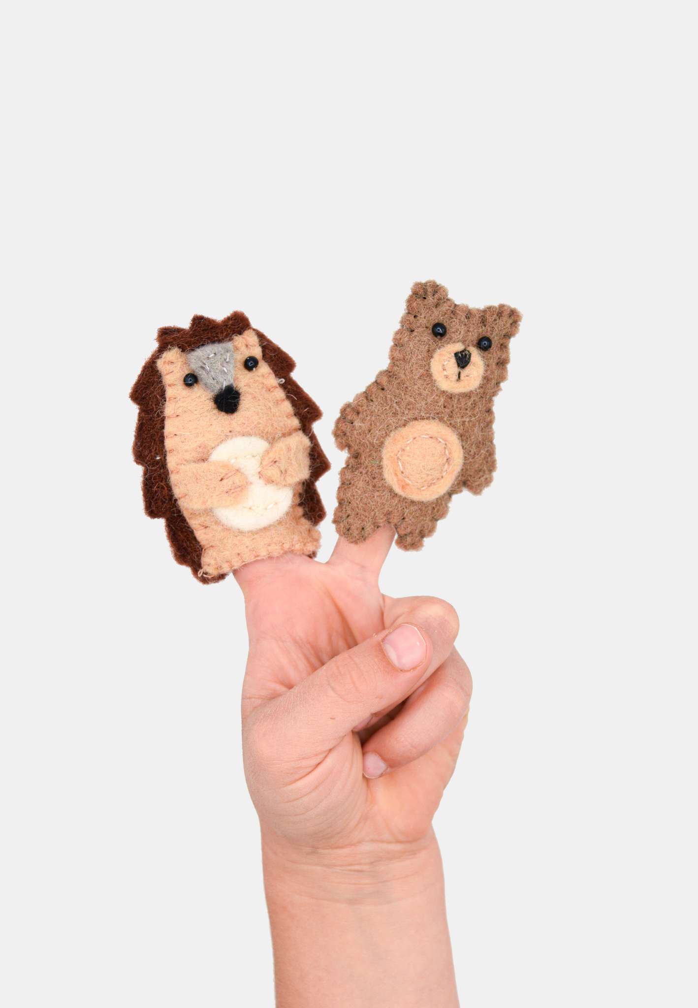 Hedgehog & Bear puppet set