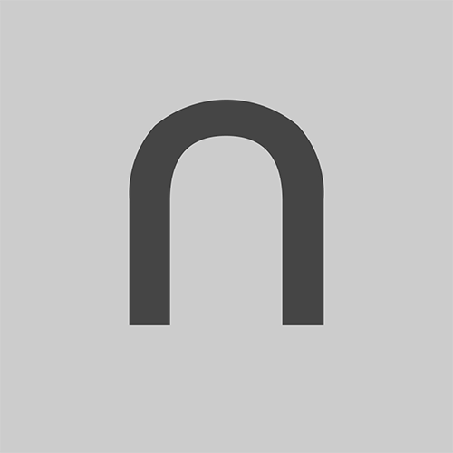 A bold, black, upside-down U-shaped arch is centered on a light gray Poly Bag from the Nivas brand.