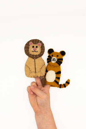 Lion and Tiger Finger Puppet Set