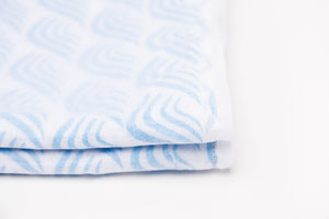 waves detail on baby blanket, block printed blanket, Nivas Collection
